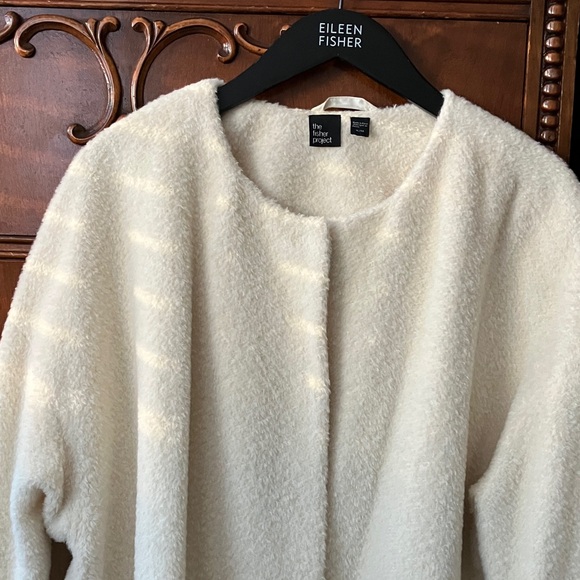Lux Eileen Fisher Ivory Alpaca Wool Cocoon Coat - Picture 5 of 12